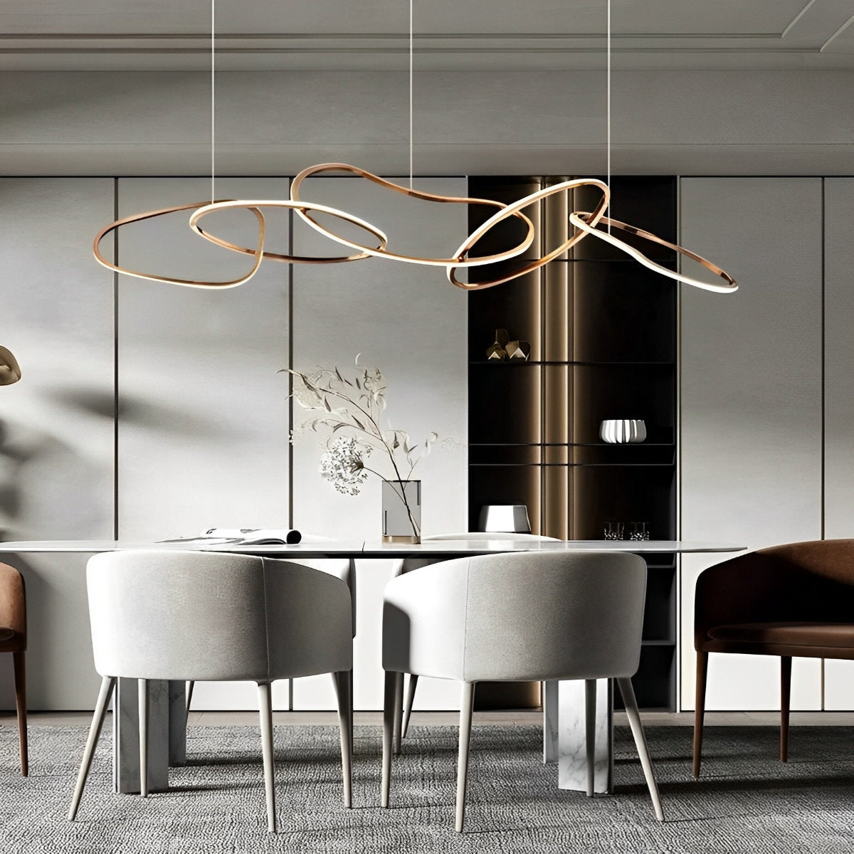 Unique Round Metal Dimmable LED Chandelier Lighting