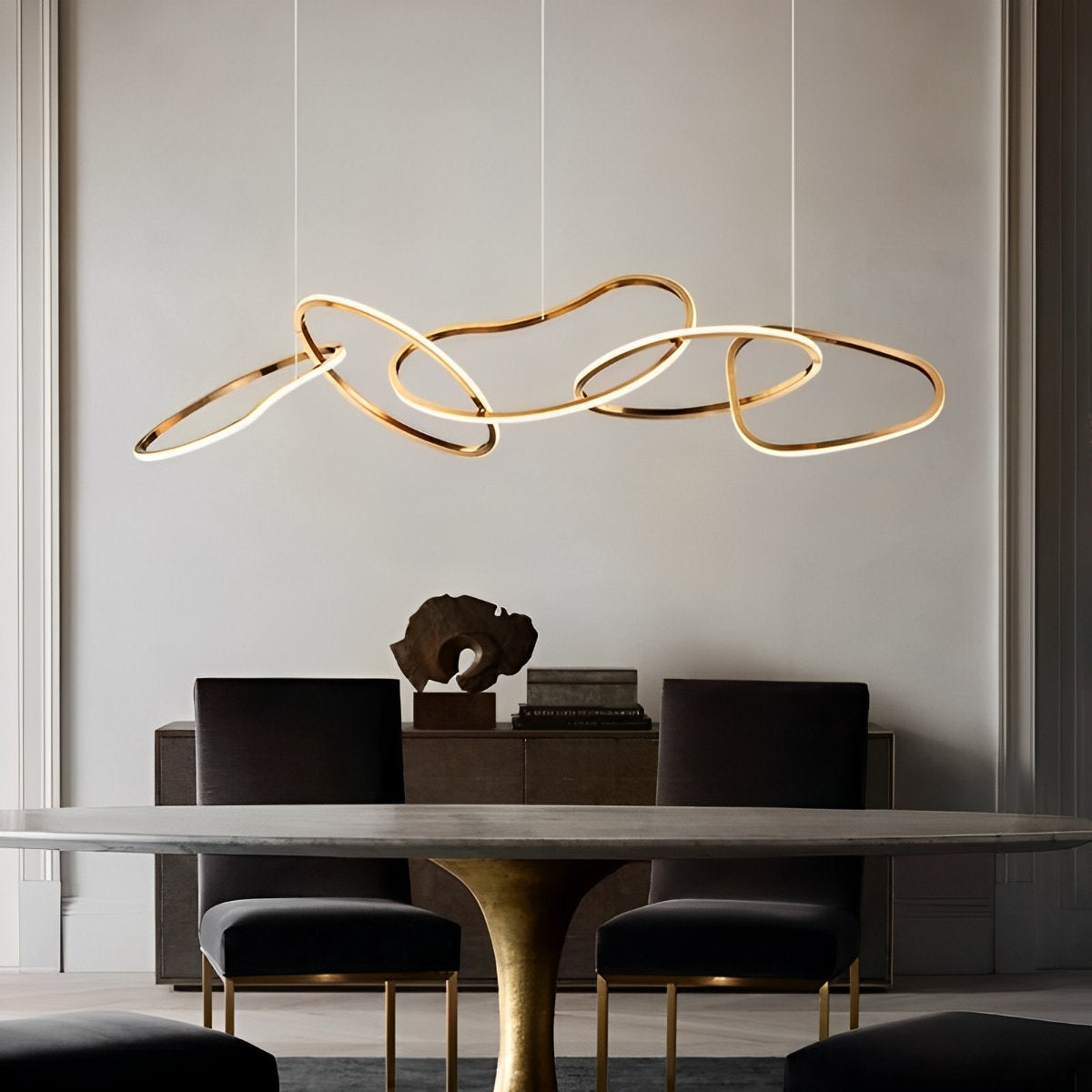 Unique Round Metal Dimmable LED Chandelier Lighting