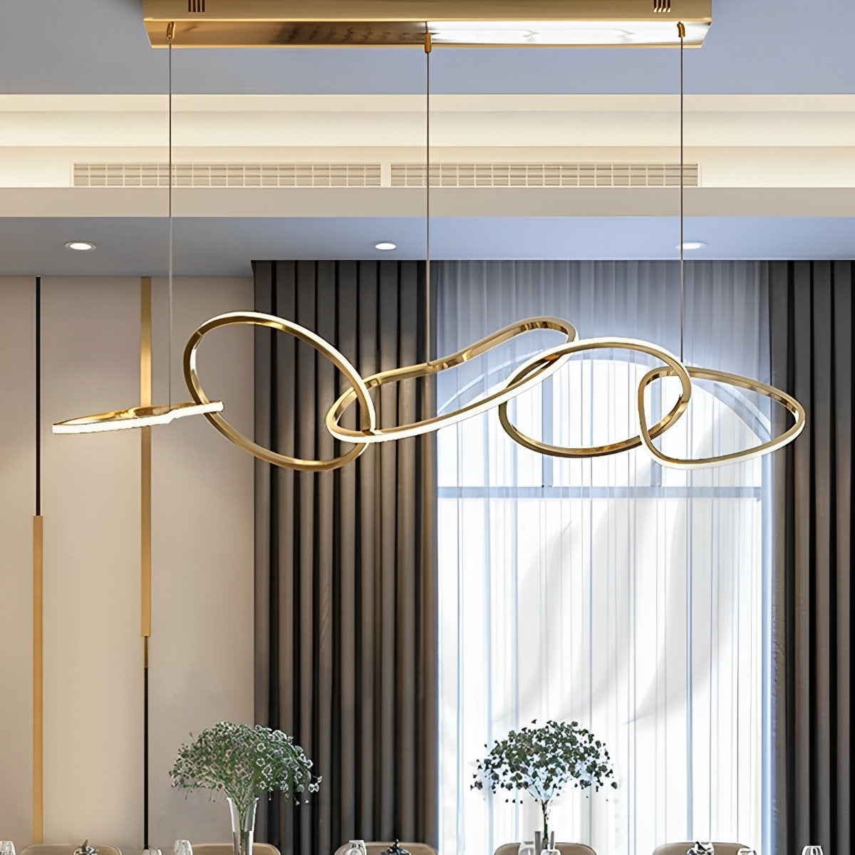 Unique Round Metal Dimmable LED Chandelier Lighting