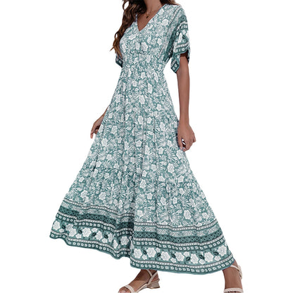 Chic Floral V-Neck Summer Maxi Dress For Women