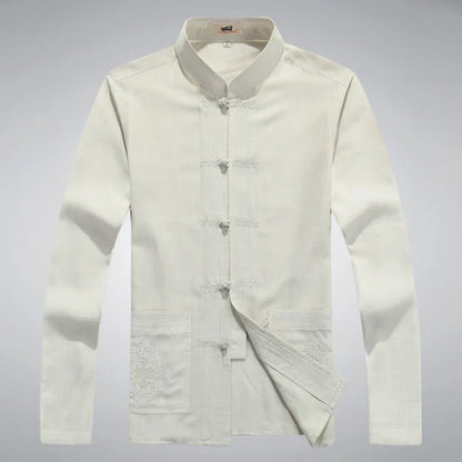 Japanese Style Men's Clothing Set - Hiroshi Tang Set-Beige-S-Nora Luxe