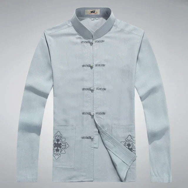 Japanese Style Men's Clothing Set - Hiroshi Tang Set-Gray-S-Nora Luxe