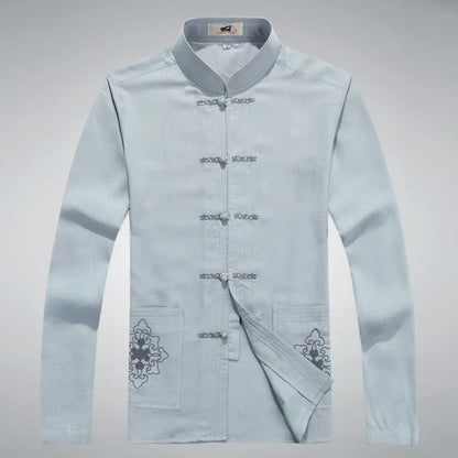 Japanese Style Men's Clothing Set - Hiroshi Tang Set-Gray-S-Nora Luxe