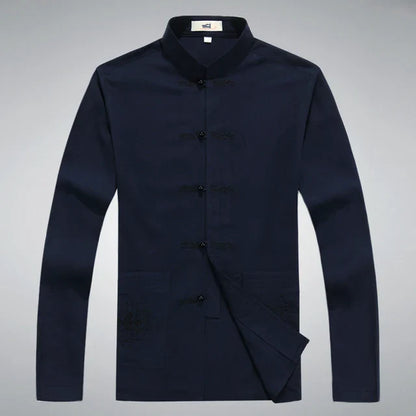 Japanese Style Men's Clothing Set - Hiroshi Tang Set-Marine Blue-S-Nora Luxe