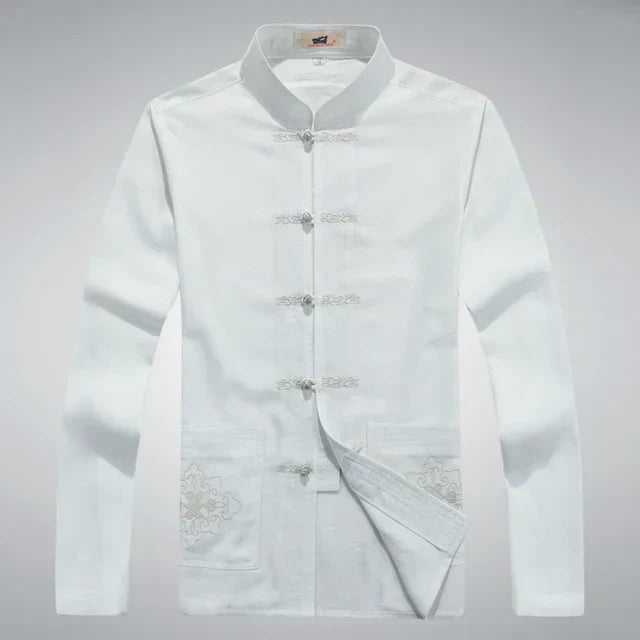 Japanese Style Men's Clothing Set - Hiroshi Tang Set-White-S-Nora Luxe