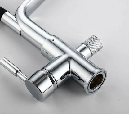 Kitchen Tap with Double Outlet and Water Filtration - PureFlow Duo-Chromium-Nora Luxe