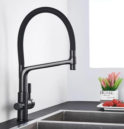 Kitchen Tap with Double Outlet and Water Filtration - PureFlow Duo-Chromium-Nora Luxe