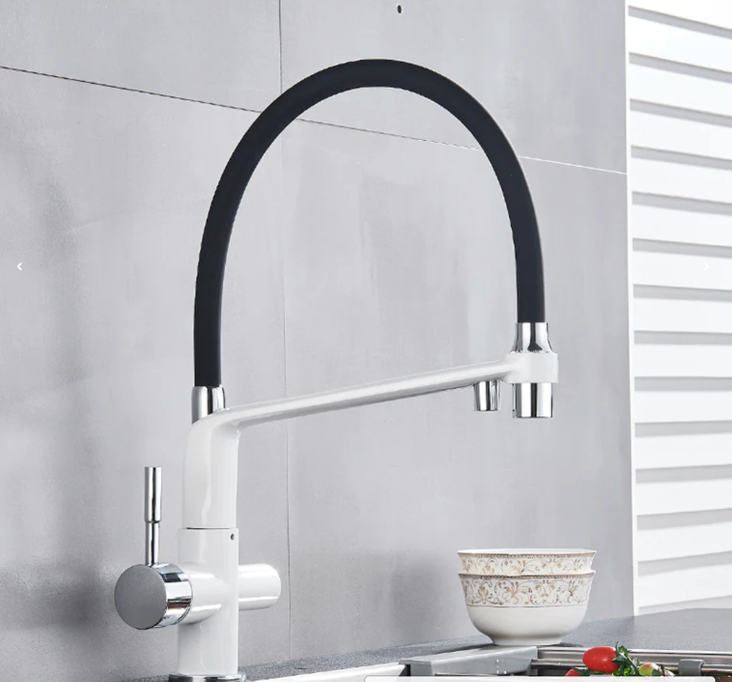 Kitchen Tap with Double Outlet and Water Filtration - PureFlow Duo-Chromium-Nora Luxe