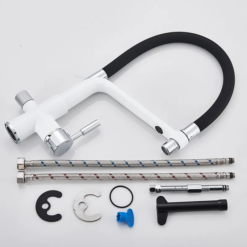 Kitchen Tap with Double Outlet and Water Filtration - PureFlow Duo-Chromium-Nora Luxe