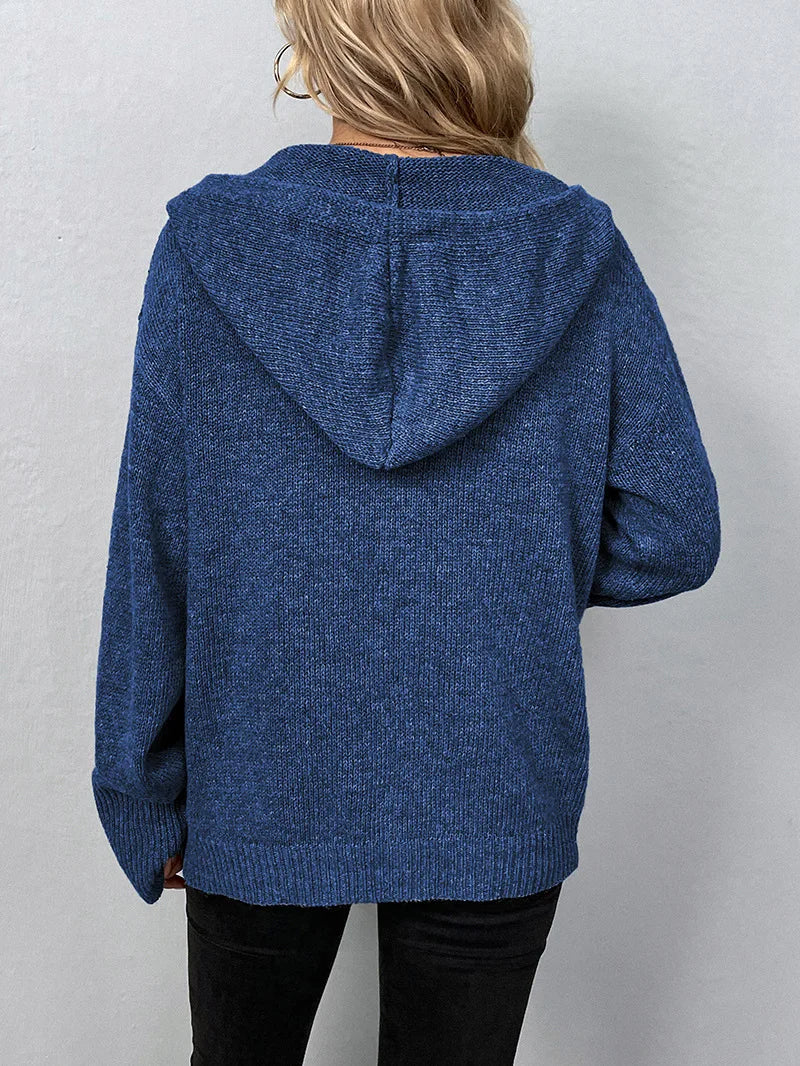 Knitted Cardigan with Hood - Mila-Gray-S-Nora Luxe
