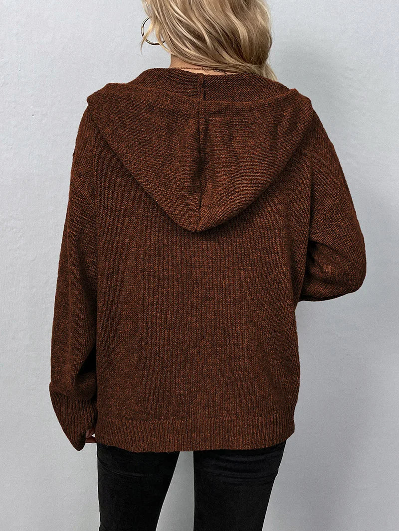 Knitted Cardigan with Hood - Mila-Gray-S-Nora Luxe
