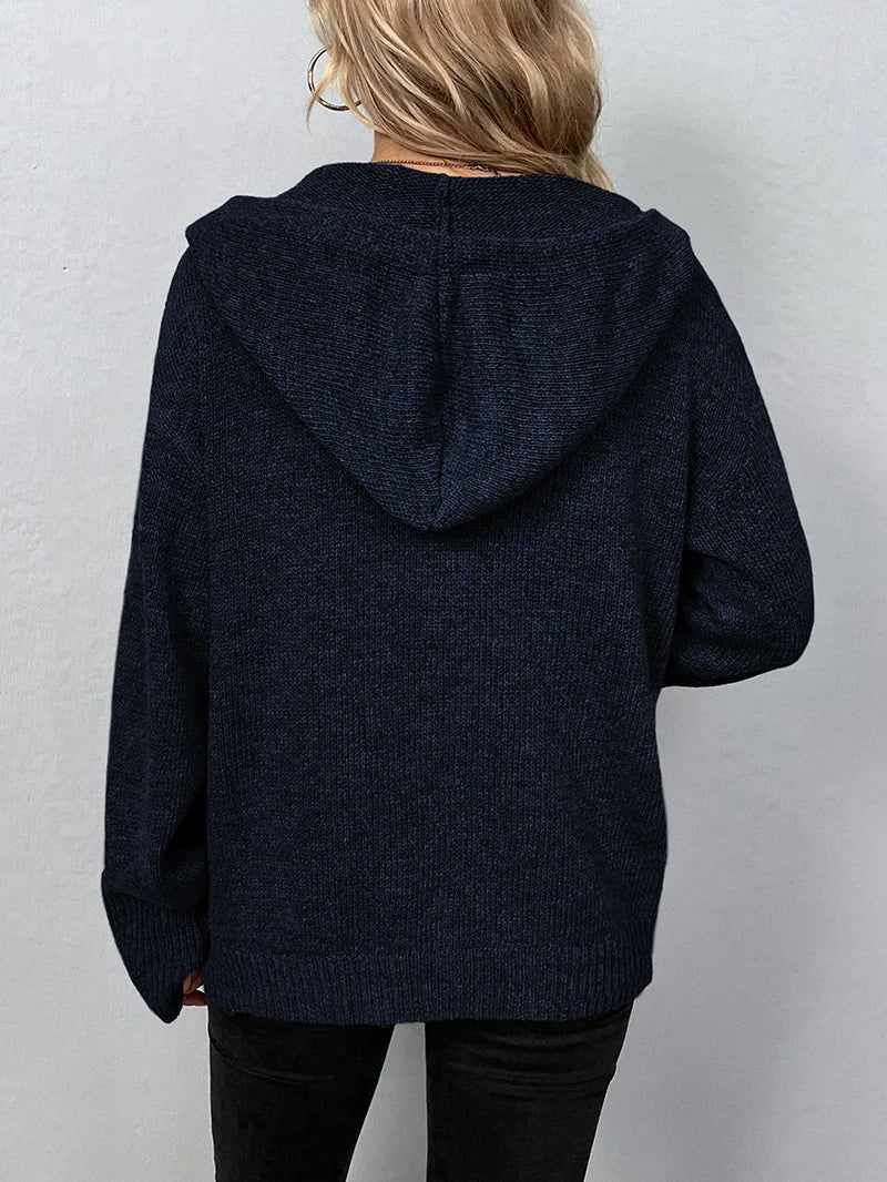 Knitted Cardigan with Hood - Mila-Gray-S-Nora Luxe
