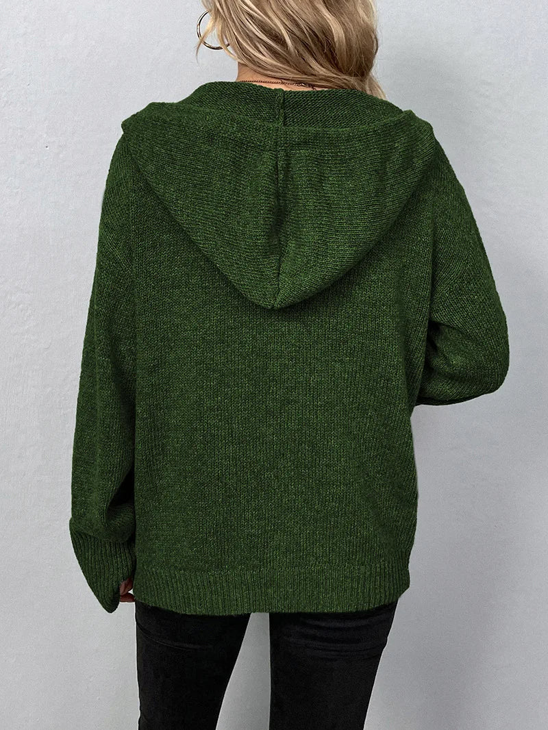 Knitted Cardigan with Hood - Mila-Gray-S-Nora Luxe