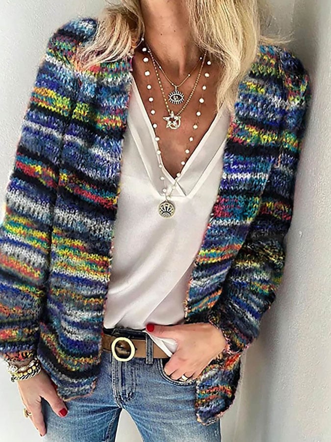 Knitted Colorful Ladies' Cardigan - Elora-Color Combination 2-S-Nora Luxe