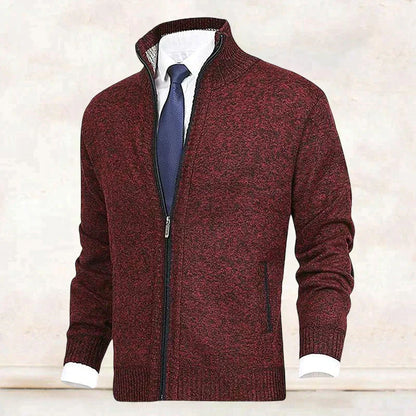 Knitted Jacket with Zip for Men - Theo-Red-XS-Nora Luxe