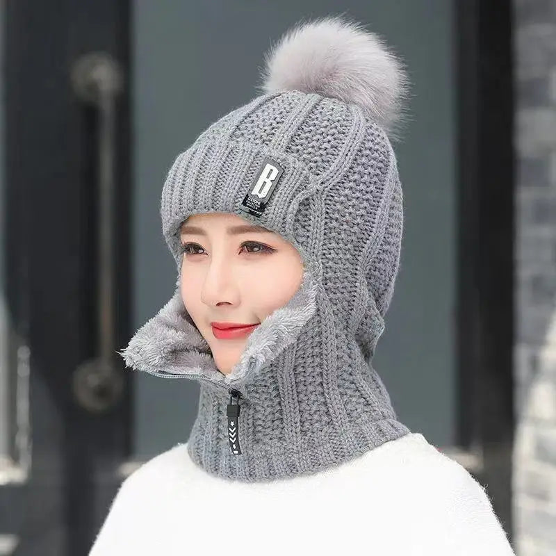 Knitted Ladies Balaclava - Amara-Gray-Nora Luxe