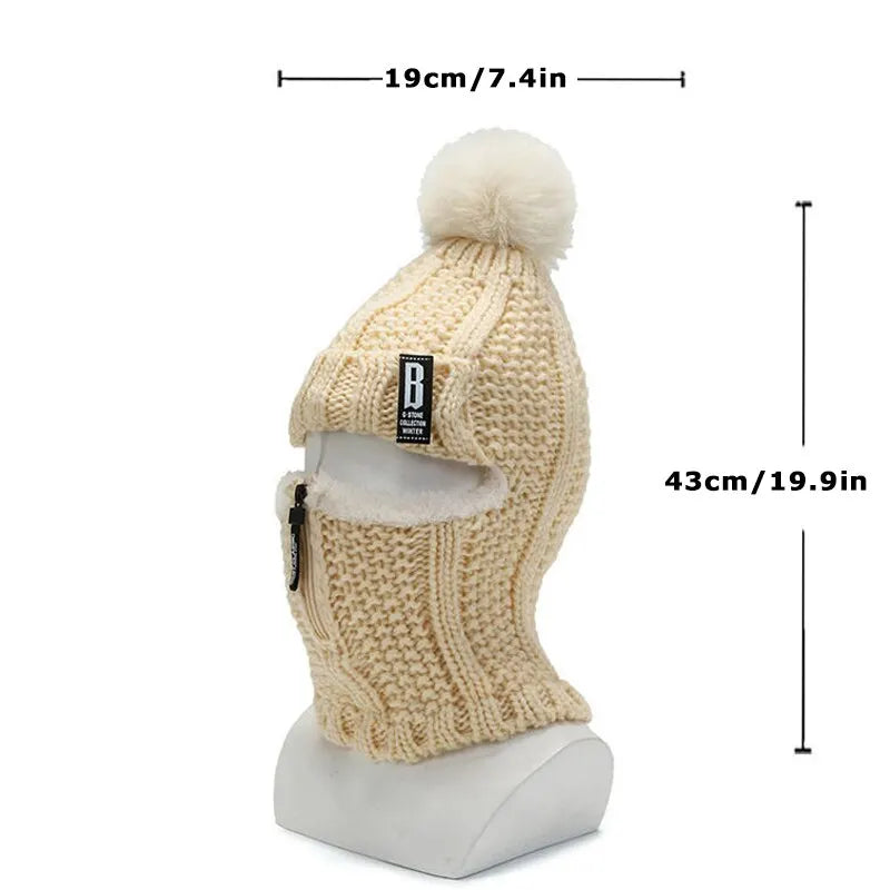 Knitted Ladies Balaclava - Amara-Red-Nora Luxe