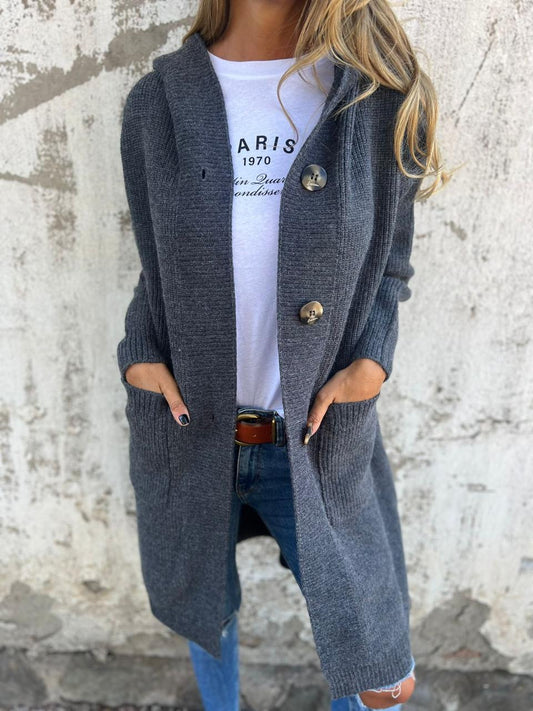 Cozy Women's Hooded Knit Cardigan Sweater - Pexav