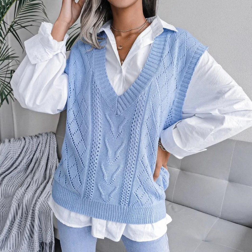 Women's Soft V-Neck Knit Vest Sweater - Pexav