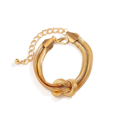 Knotted Snake Chain Bracelet | Elegant Women's Jewellery-GOLD-Nora Luxe