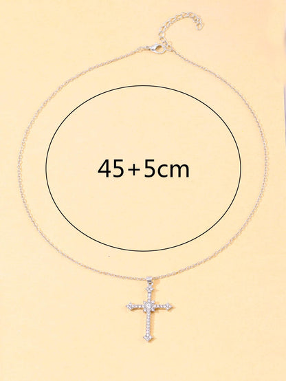 Sparkling Crystal Cross Pendant Necklace