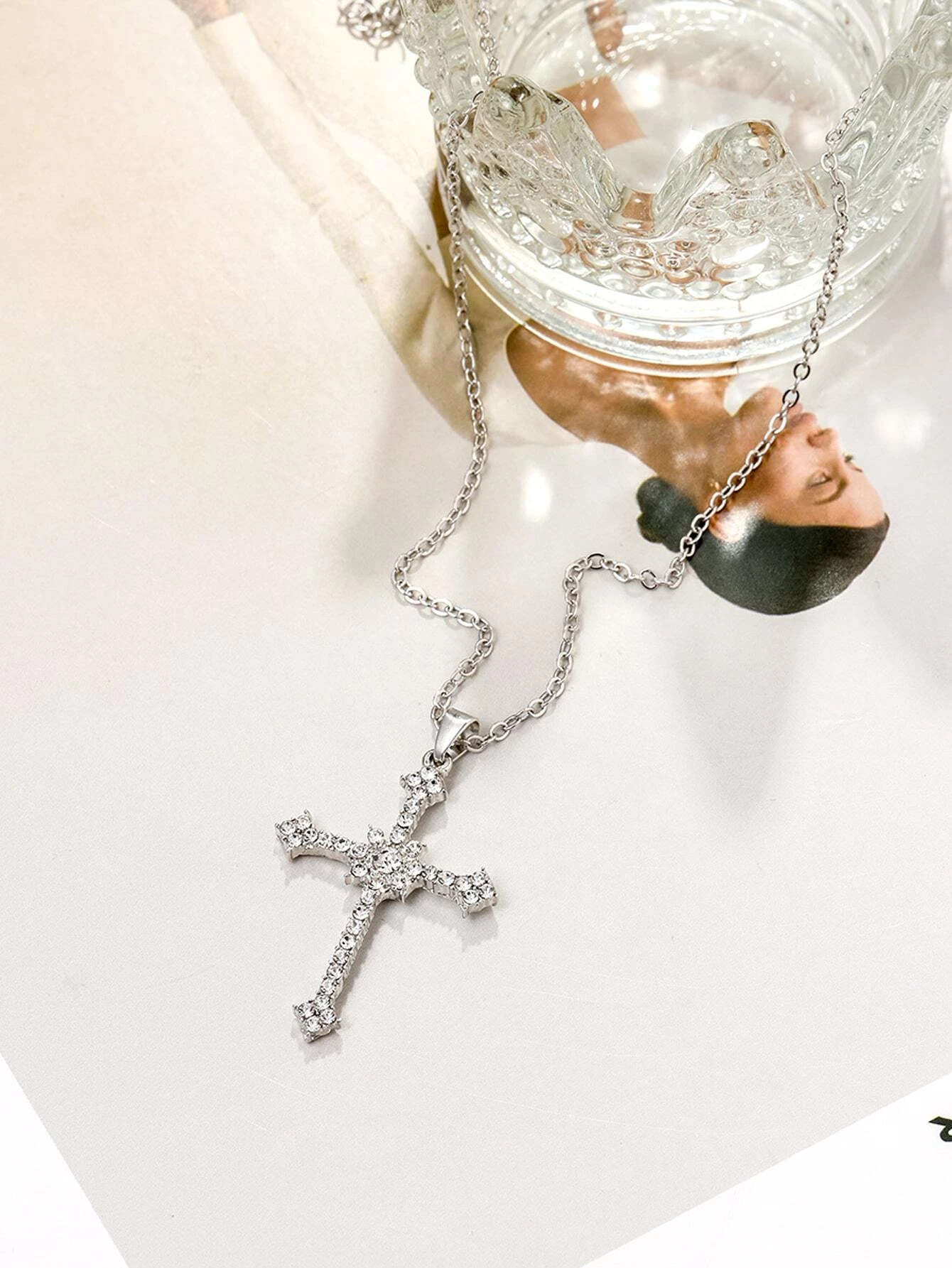 Sparkling Crystal Cross Pendant Necklace