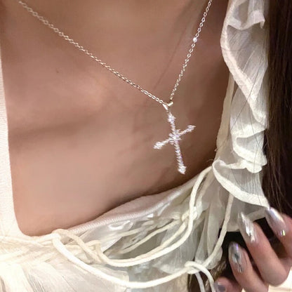 Sparkling Crystal Cross Pendant Necklace