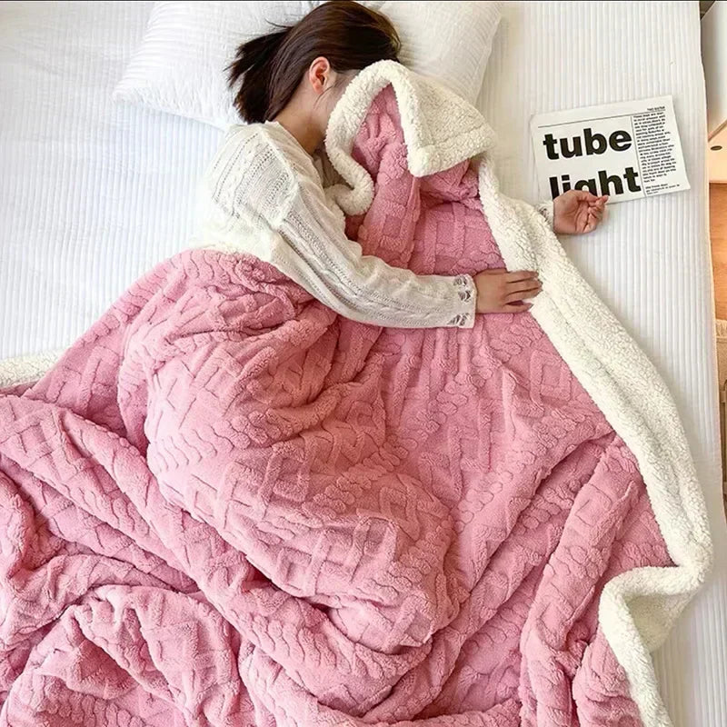 Soft Plush Lamb Wool Throw Blanket