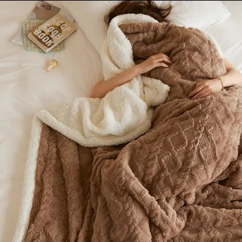 Soft Plush Lamb Wool Throw Blanket - Pexav