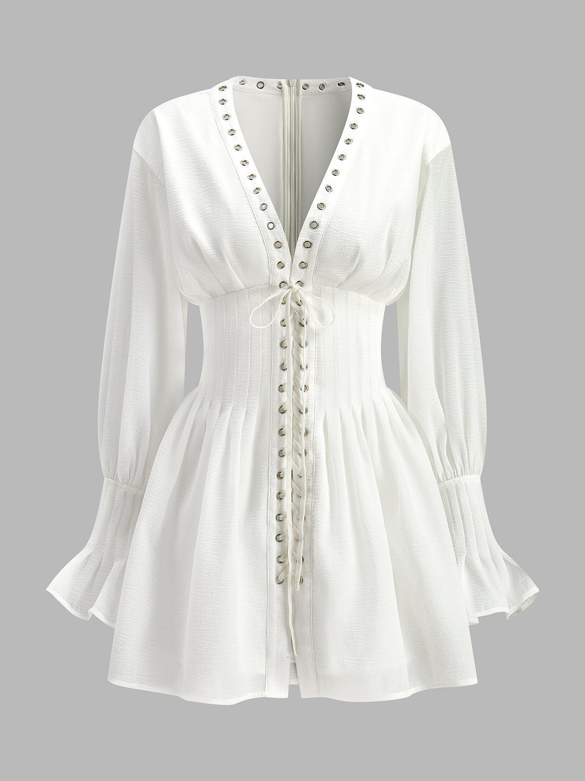 Semi Sheer V Neck Lace Dress