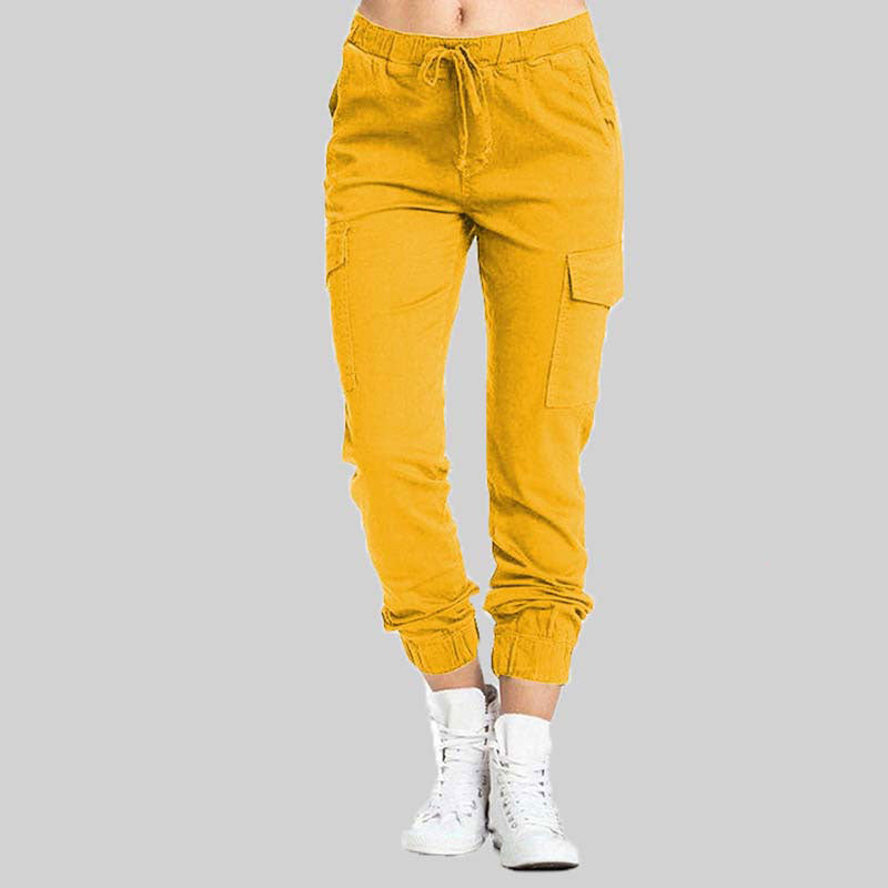 Ladies Cargo Trousers - Nova-Yellow-XS-Nora Luxe
