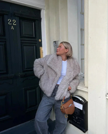 Ladies Faux Fur Jacket - Olivia-XS-Nora Luxe
