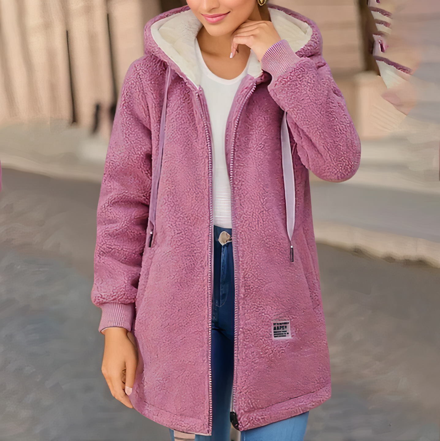 Warm Women's Fleece Hooded Jacket - Pexav