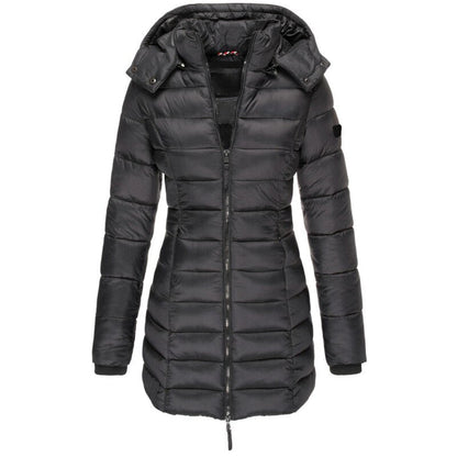 Ladies Parka with Hood and Down Filling - Elena-Black-S-Nora Luxe