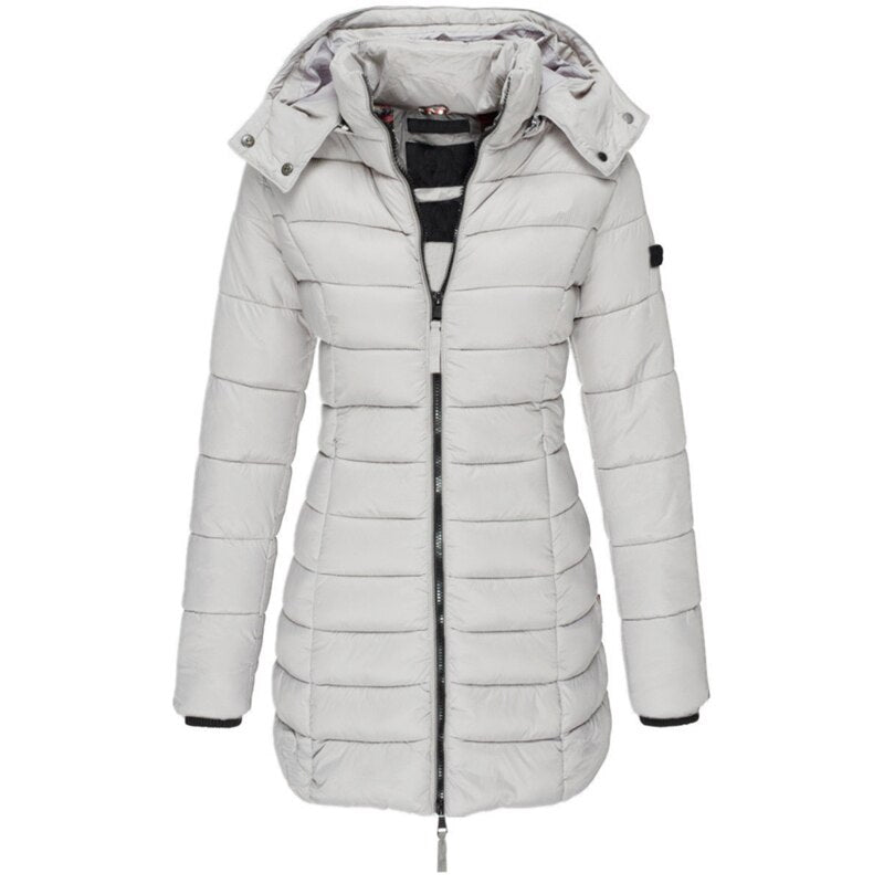 Warm Women's Down Jacket with Hood - Elena - Pexav
