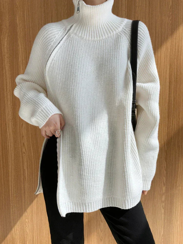 Ladies Pullover Vest with Zip - Clara-Black-One Size-Nora Luxe