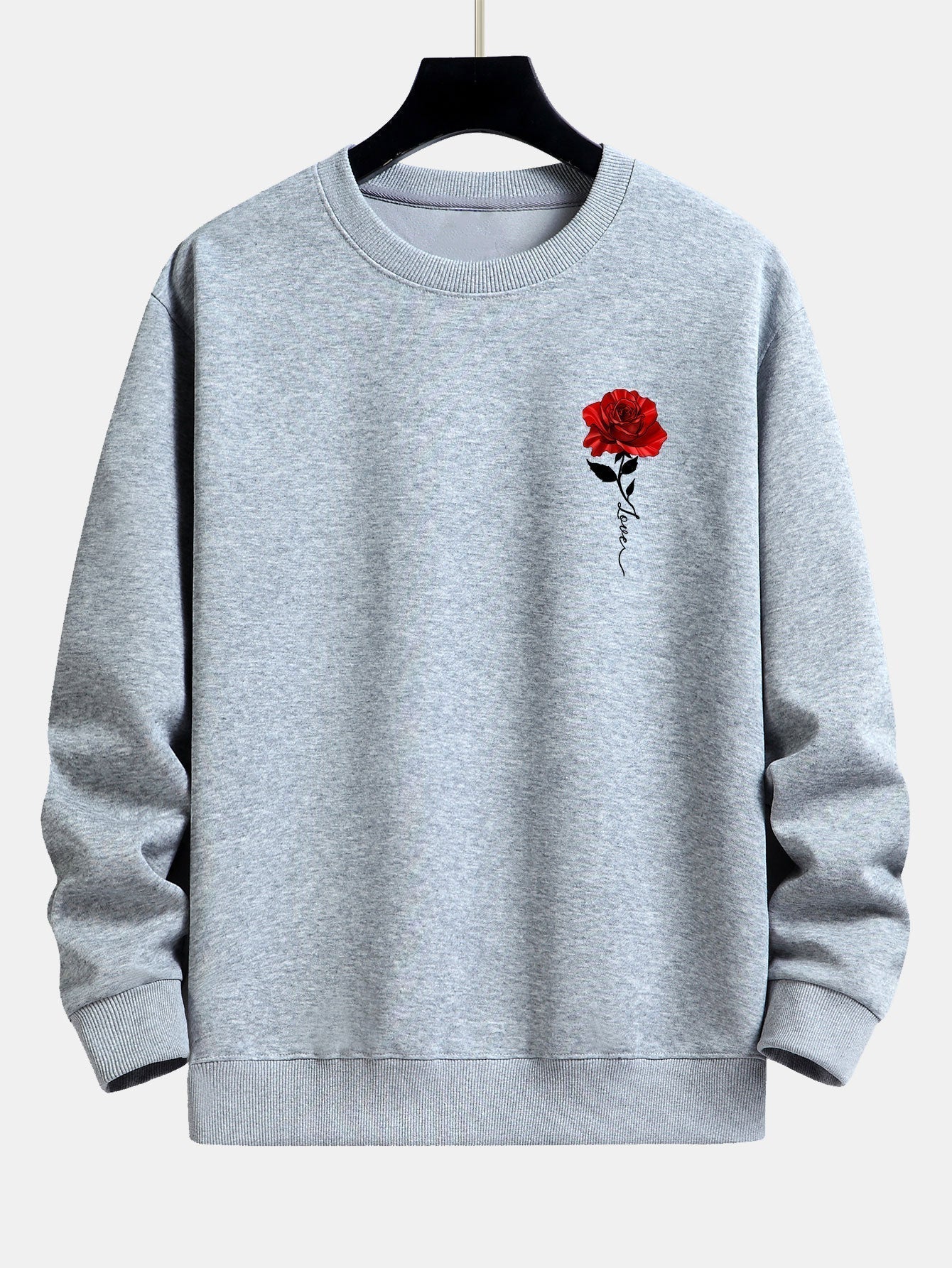Ladies' Rose Print Sweatshirt - Amelia-Gray-S-Nora Luxe