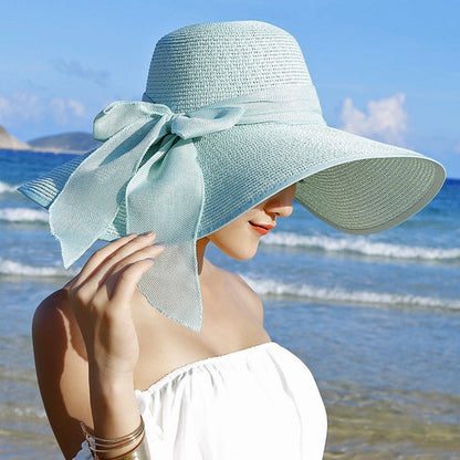 Ladies' straw hat with sun protection – Candy-Light blue-The Livary