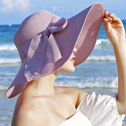 Ladies' straw hat with sun protection – Candy-Lilac-The Livary