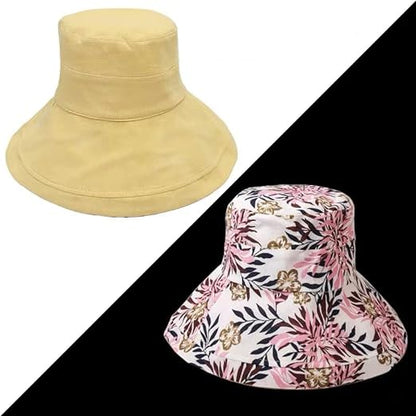 Ladies' sun hat with wide brim - Emilia-Yellow-The Livary