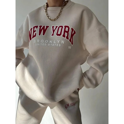 Ladies Tracksuit with Letter Print - Viva-Brown-S-Nora Luxe