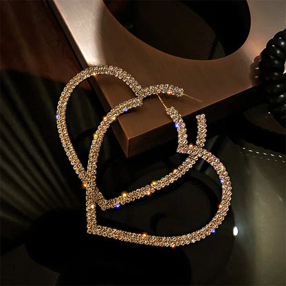Big Sparkly Heart Drop Earrings - Pexav