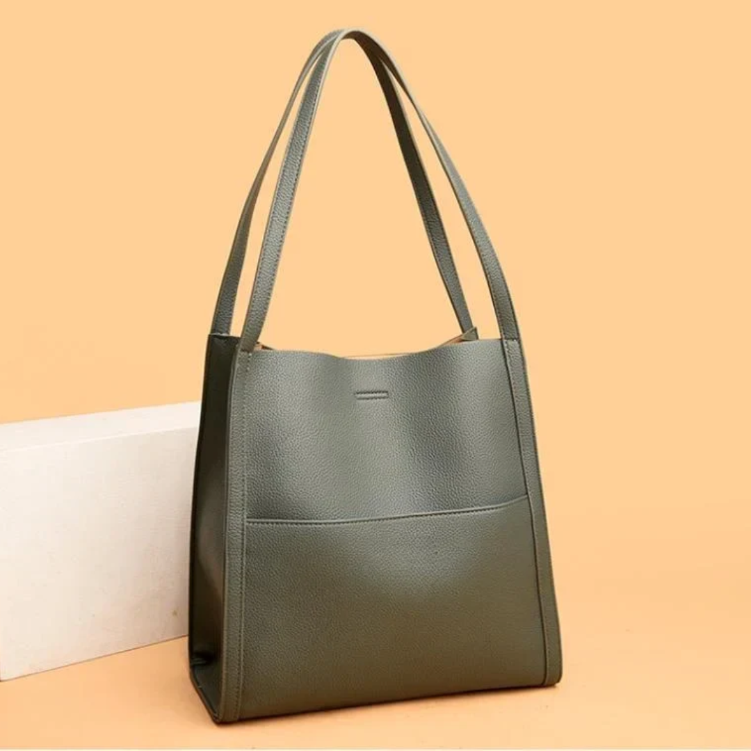 Large Leather Handbag with Royal Capacity - DailyLux-Brown-Nora Luxe