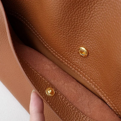 Large Leather Handbag with Royal Capacity - DailyLux-Brown-Nora Luxe