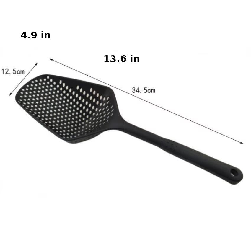 Large PP Kitchen Spoon for Draining and Serving - EasyDrain-Black-Nora Luxe
