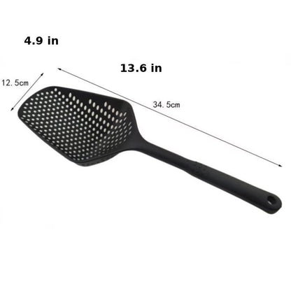 Large PP Kitchen Spoon for Draining and Serving - EasyDrain-Black-Nora Luxe