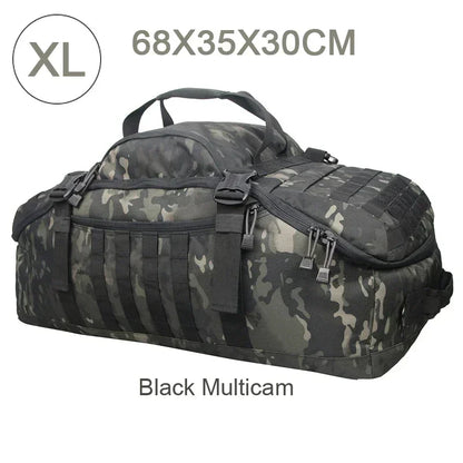 Large Tactical Travel Bag and Backpack - TrailTrek Duffle-Black-M-Nora Luxe