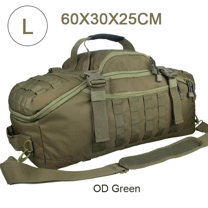 Large Tactical Travel Bag and Backpack - TrailTrek Duffle-Black-M-Nora Luxe