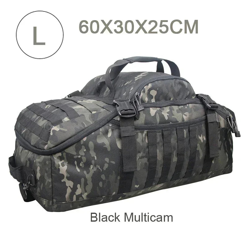 Large Tactical Travel Bag and Backpack - TrailTrek Duffle-Black-M-Nora Luxe