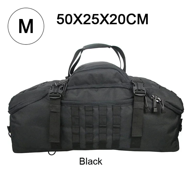 Large Tactical Travel Bag and Backpack - TrailTrek Duffle-Black-M-Nora Luxe
